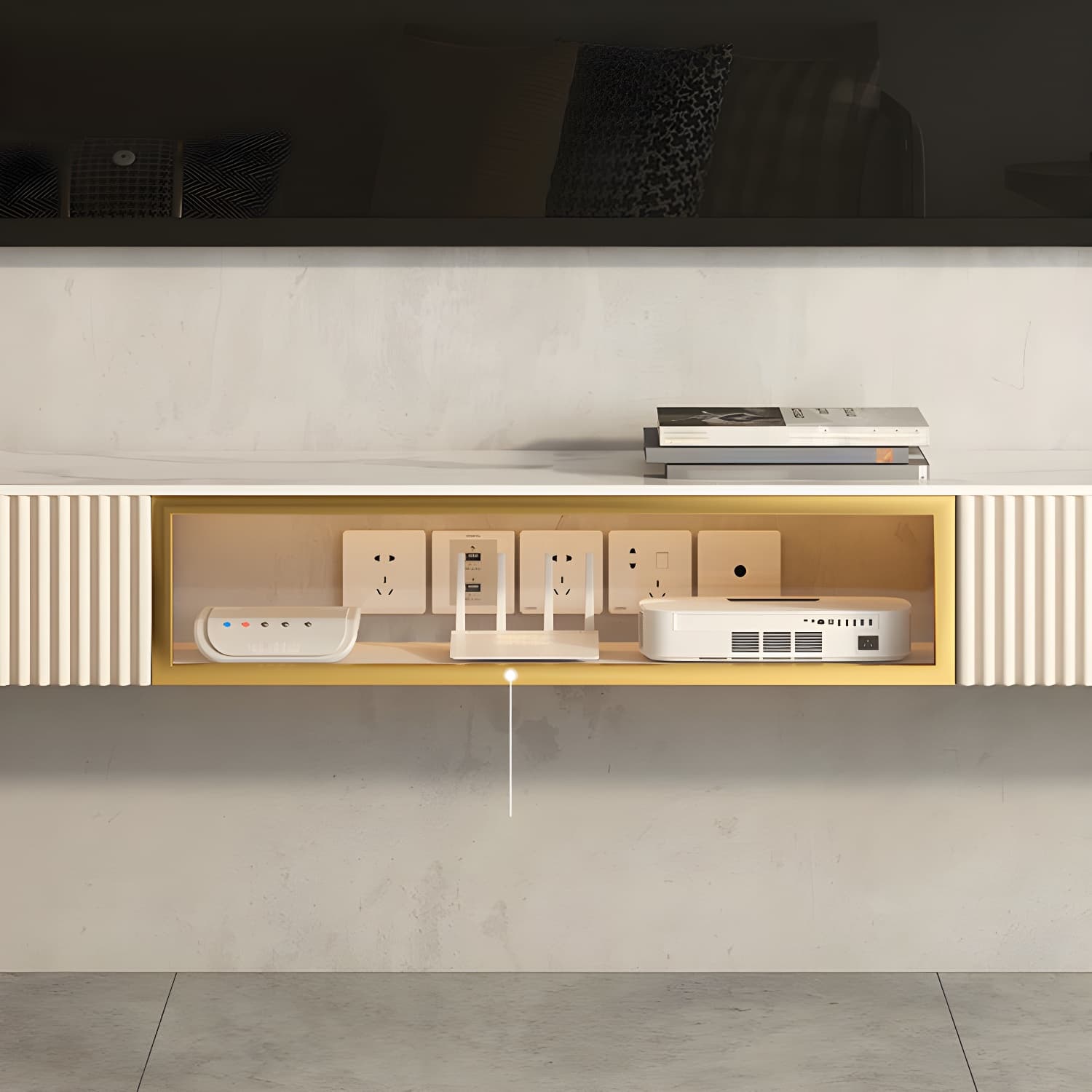 Contemporary TV Media Stand with Drawers Floating TV Stand Console thumbnail 7