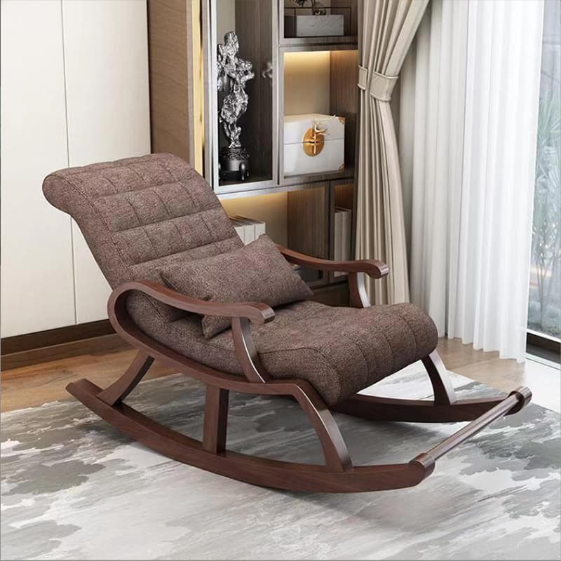 Stylish Modern Upholstered Rocking Chair with Brown Wood Legs and Track Arms thumbnail 17