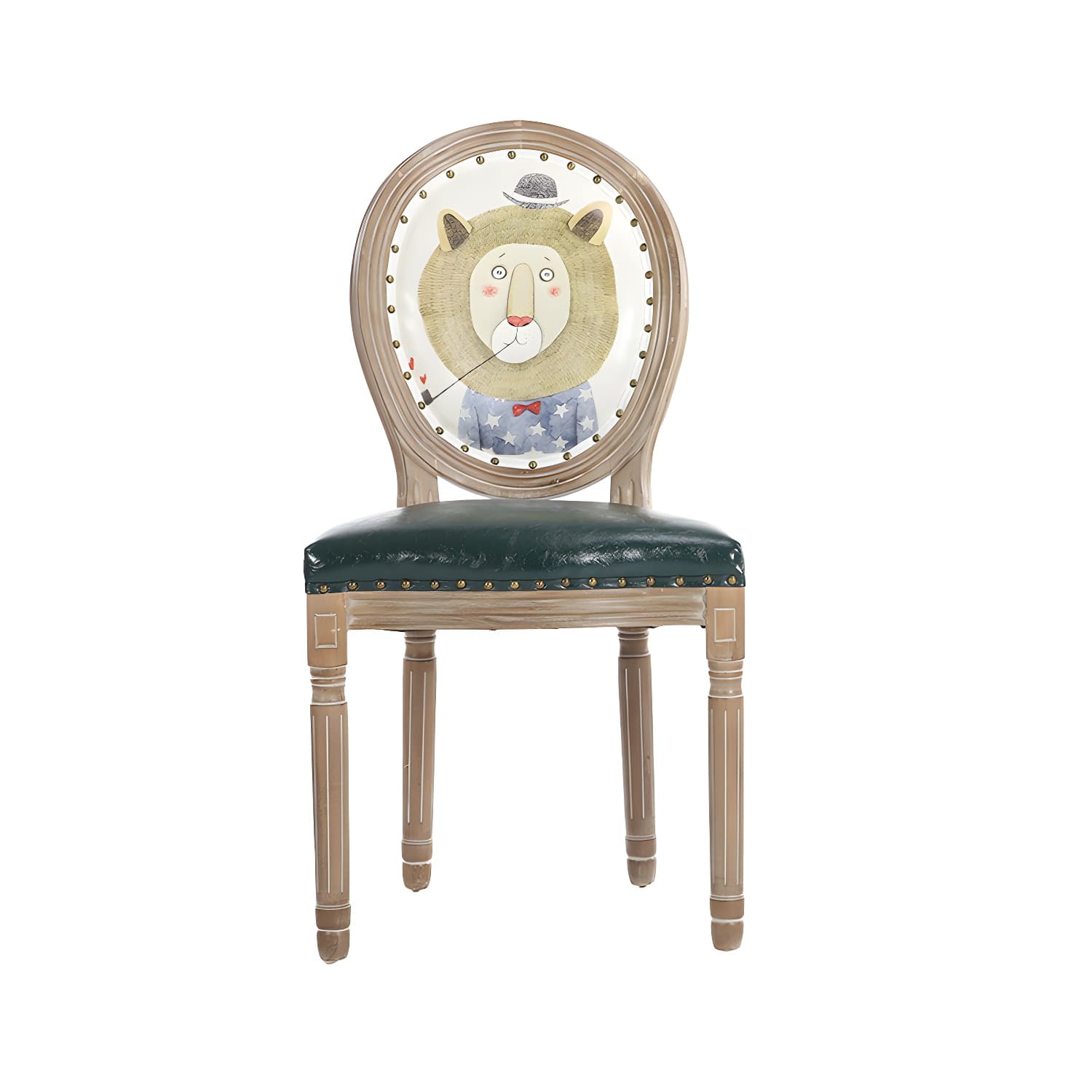 French Country Upholstered Armless Chair Home Solid Wood Dining Chair thumbnail 1