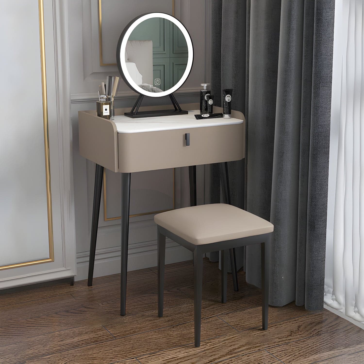 15" Wide Contemporary Make-up Vanity Mirror Dressing Table with Drawer thumbnail 3