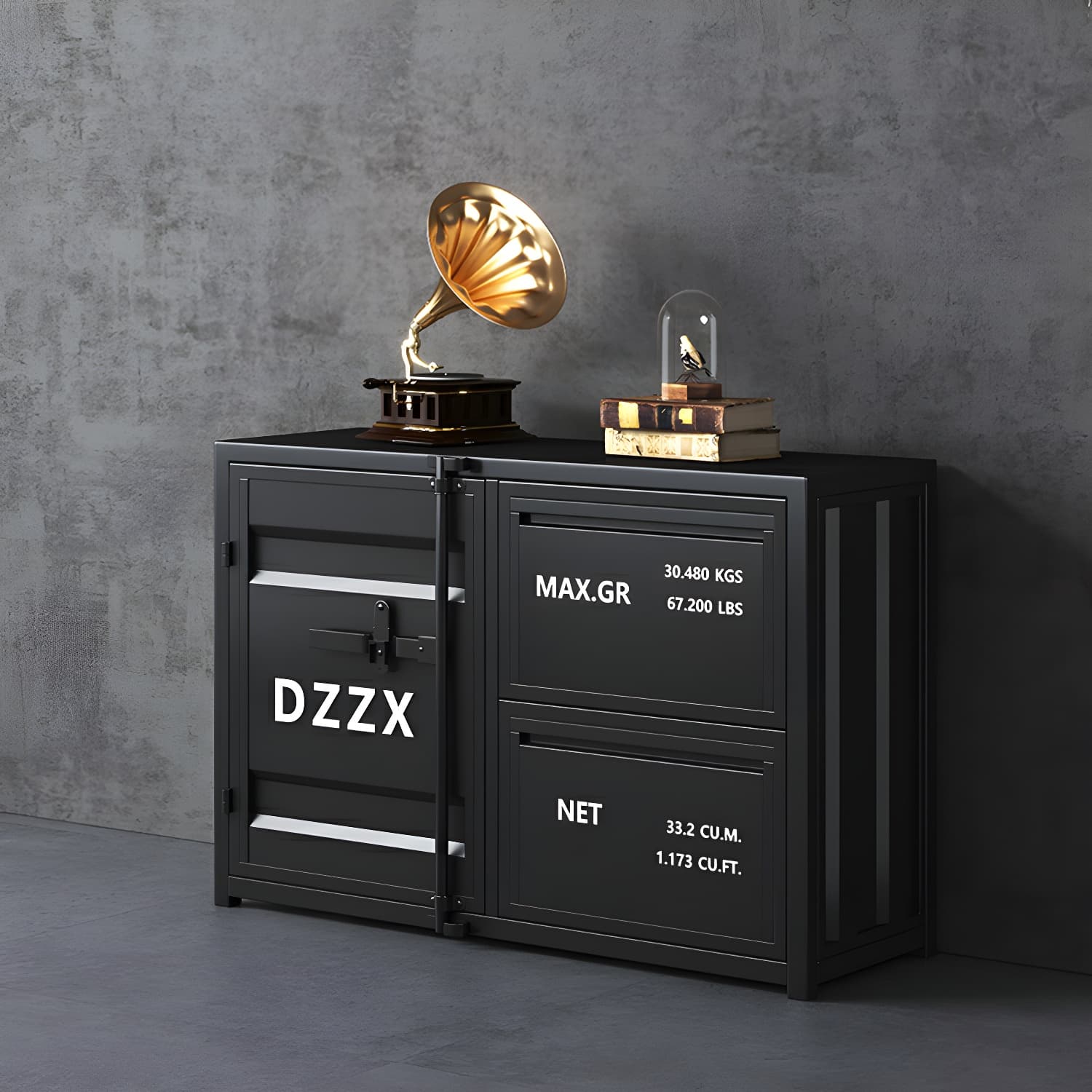 Industrial Metal Sideboard Credenza with Cabinets and Drawers