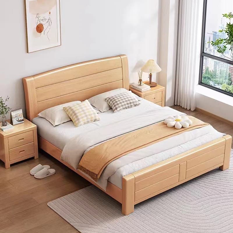 Natural Finish Solid Color Lumber Storage Bed/Pallet Bed Frame with 2 Storage Boxes, Bedroom thumbnail 1