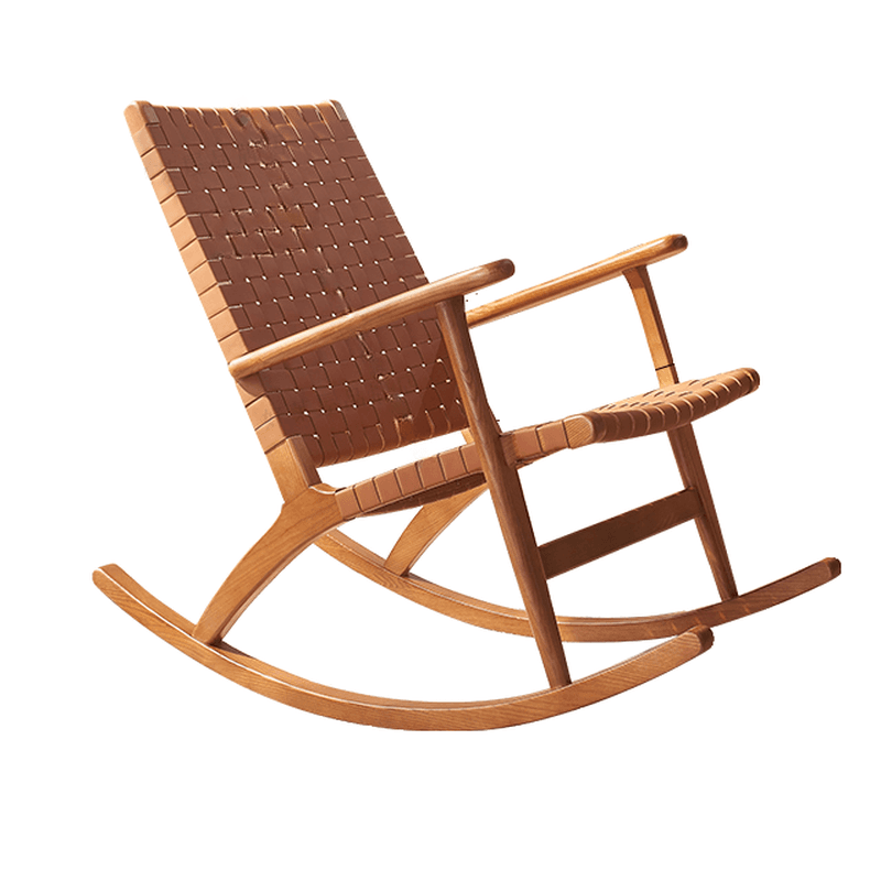 Asian Style Wicker Front Porch Rocking Chairs with Track Arm thumbnail 2