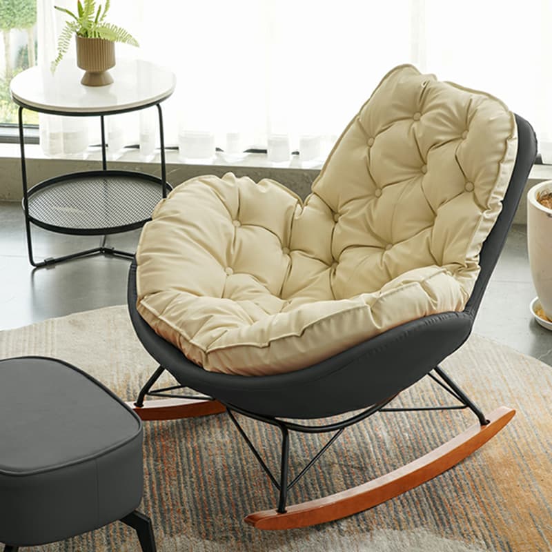 Ergonomic and Stationary Solid Wood Maternity Rocking Chair with Back and Flared Arm thumbnail 11