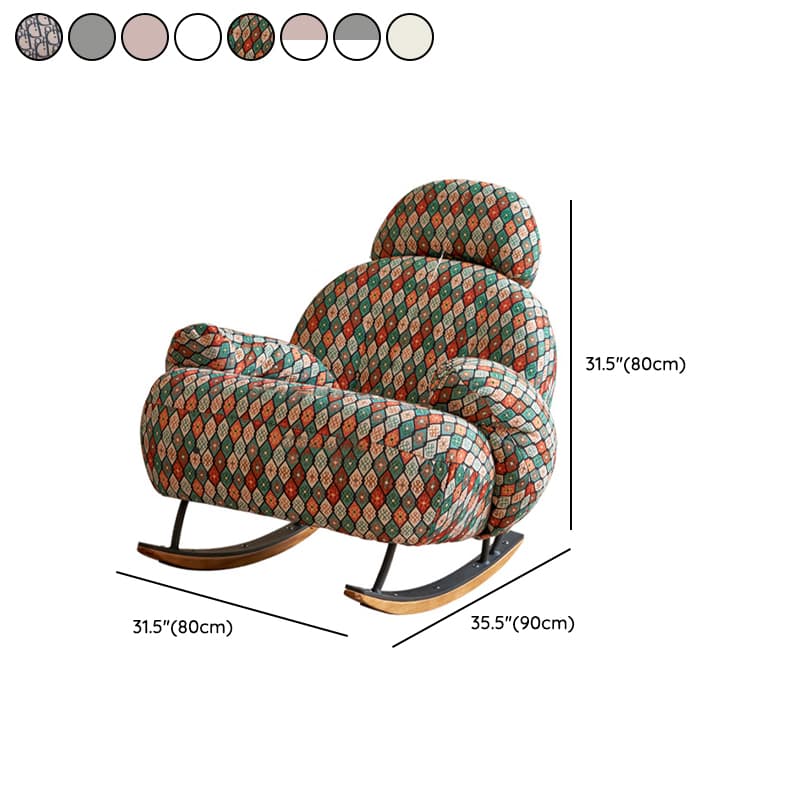Rocking Chair Couch with Round Arm, Ottoman, Rear Back, Stationary - image 21