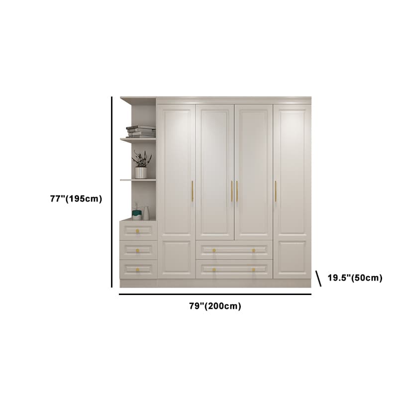 Art Deco Chalk Manufactured Wood Free Standing Interior Shelves Wardrobe with Soft Close Drawer and Hanging Rod thumbnail 24
