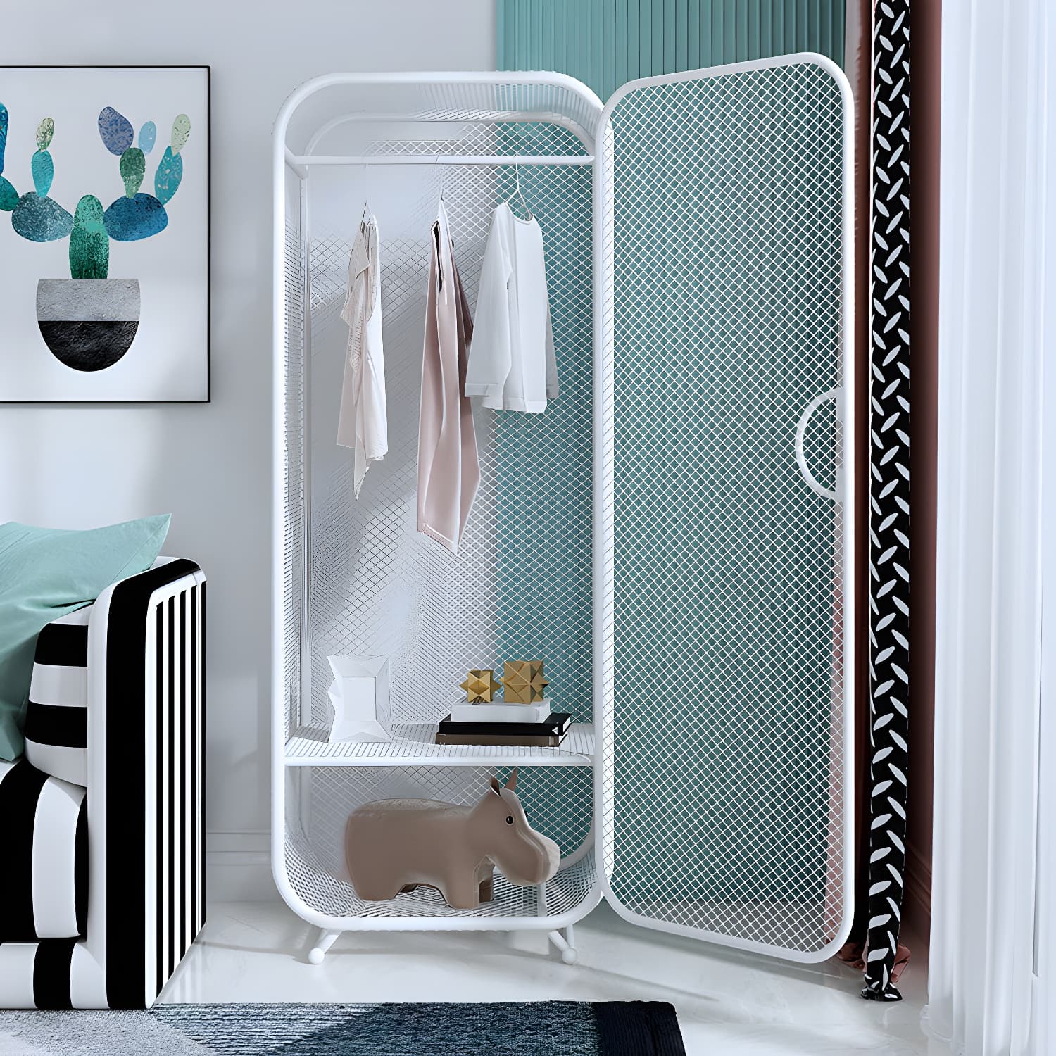 Contemporary Wardrobe Closet Metal Wardrobe Cabinet for Bedroom thumbnail 14