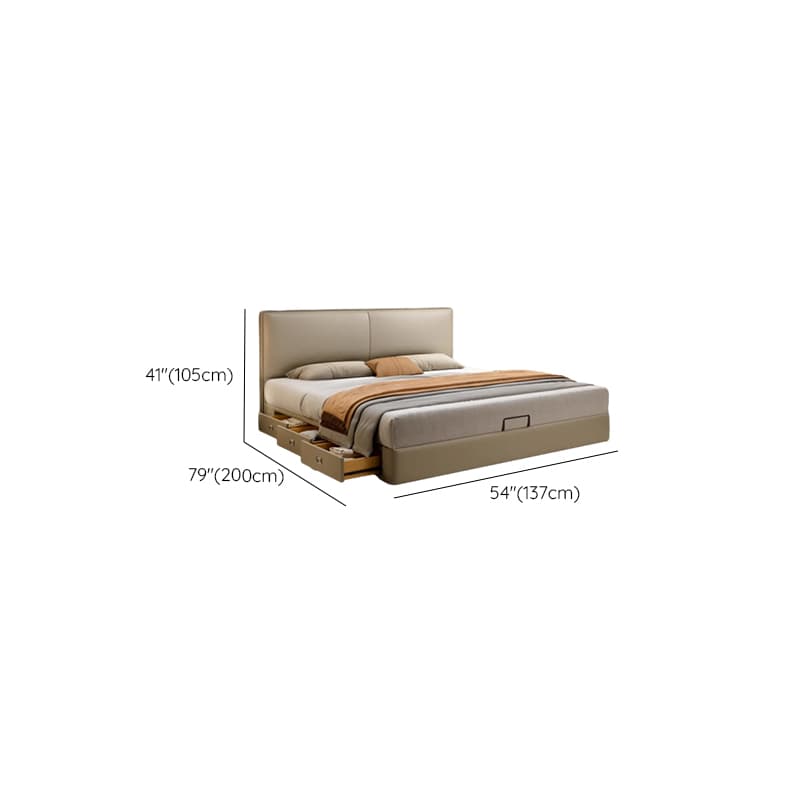 Light Gray Storage Included Panel Bed with 3 Storage Boxes, Natural Wood Frame, and Sponge Upholstery thumbnail 9