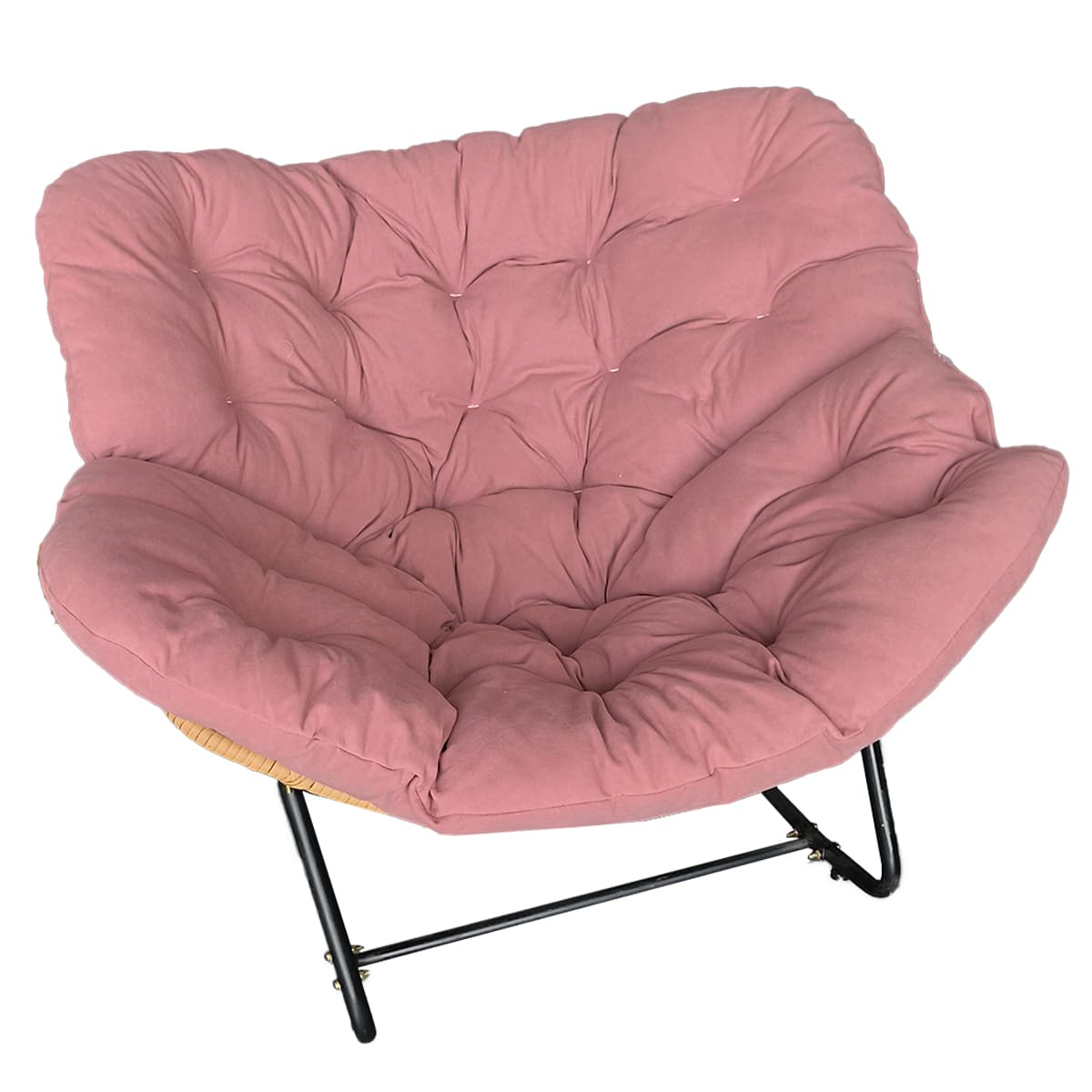 Midnight Black/Chalk/Cocoa Ergonomic Rocking Chair Couch with Rear Back, Stationary thumbnail 9