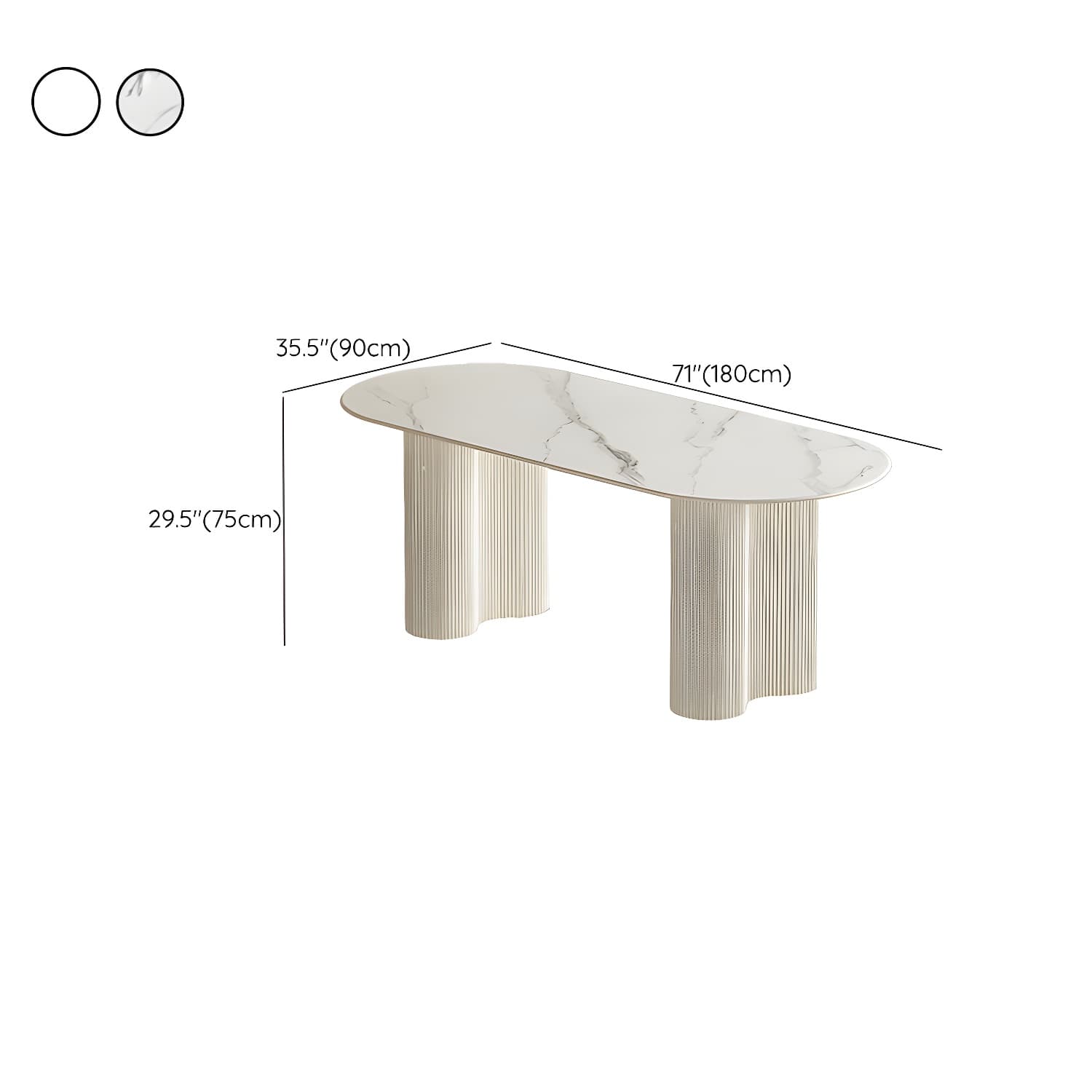 White Modern Stone Top Kitchen Dining Table with Metal Base for Home thumbnail 13