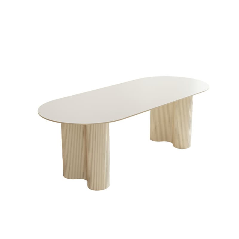 Free Form Stone Kitchen Table with Metal Base for Dining Room, White thumbnail 6