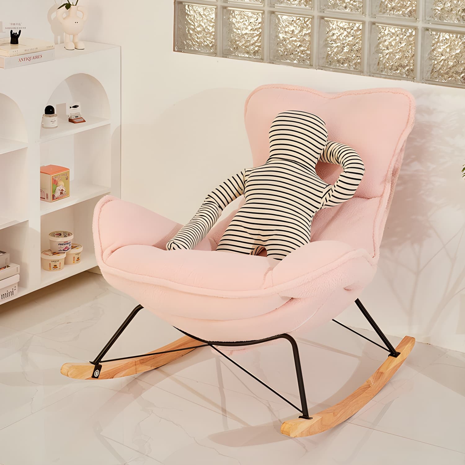 Modern Leather Rocking Chair Removable Cushions Rocker Chair for Drawing Room thumbnail 18