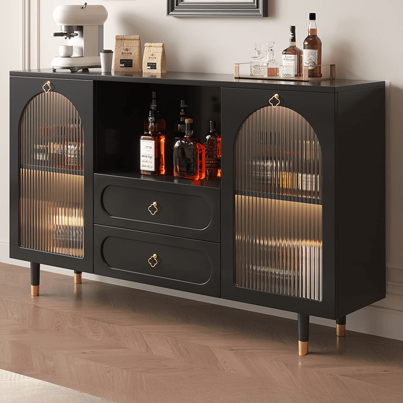 Glamorous Engineered Wood Buffet Table with 2 Drawers, Glass-panel Door and Adaptable Shelf thumbnail 7