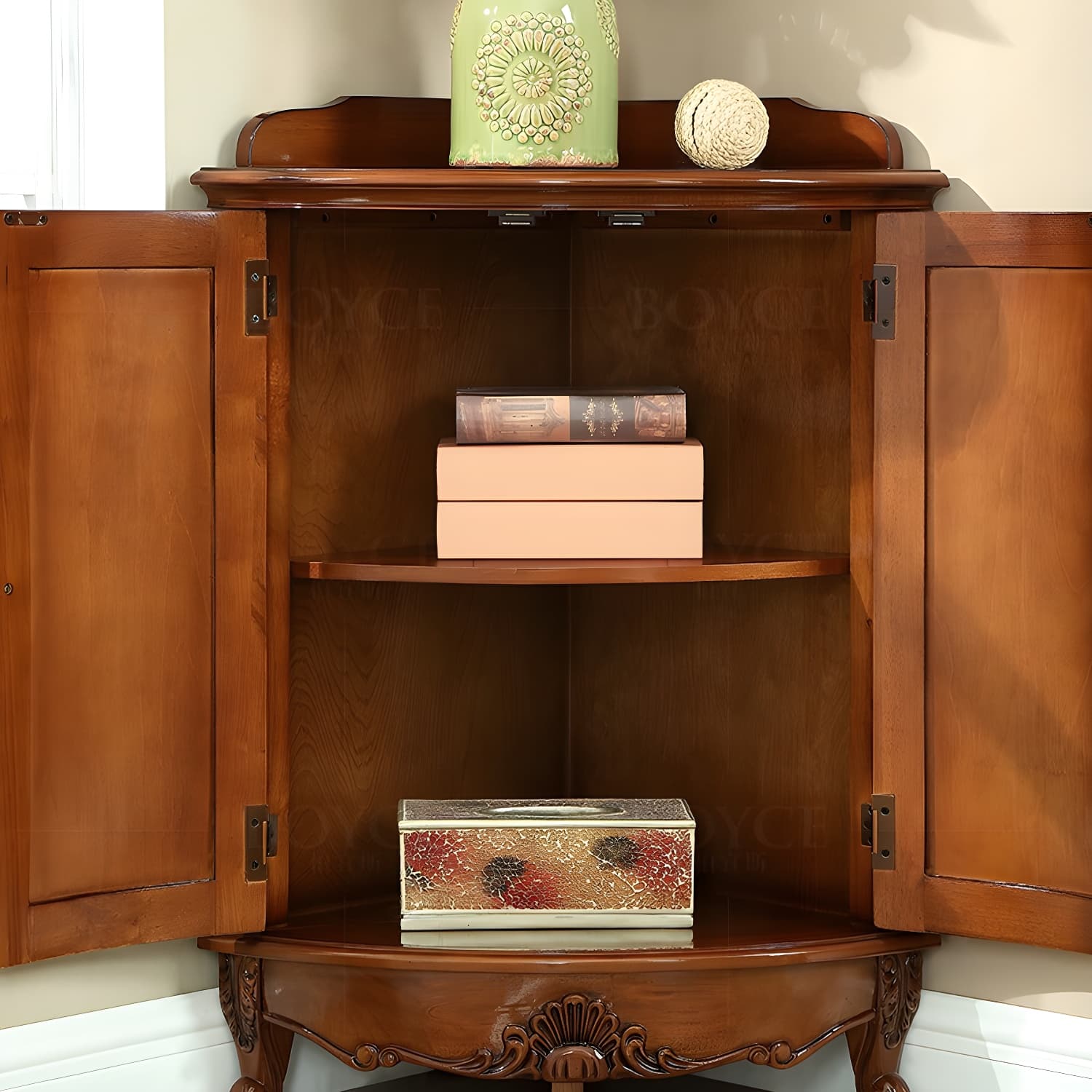 38.58"/47.24" Tall Brown Corner Cabinet , Wooden Storage Cabinet thumbnail 8