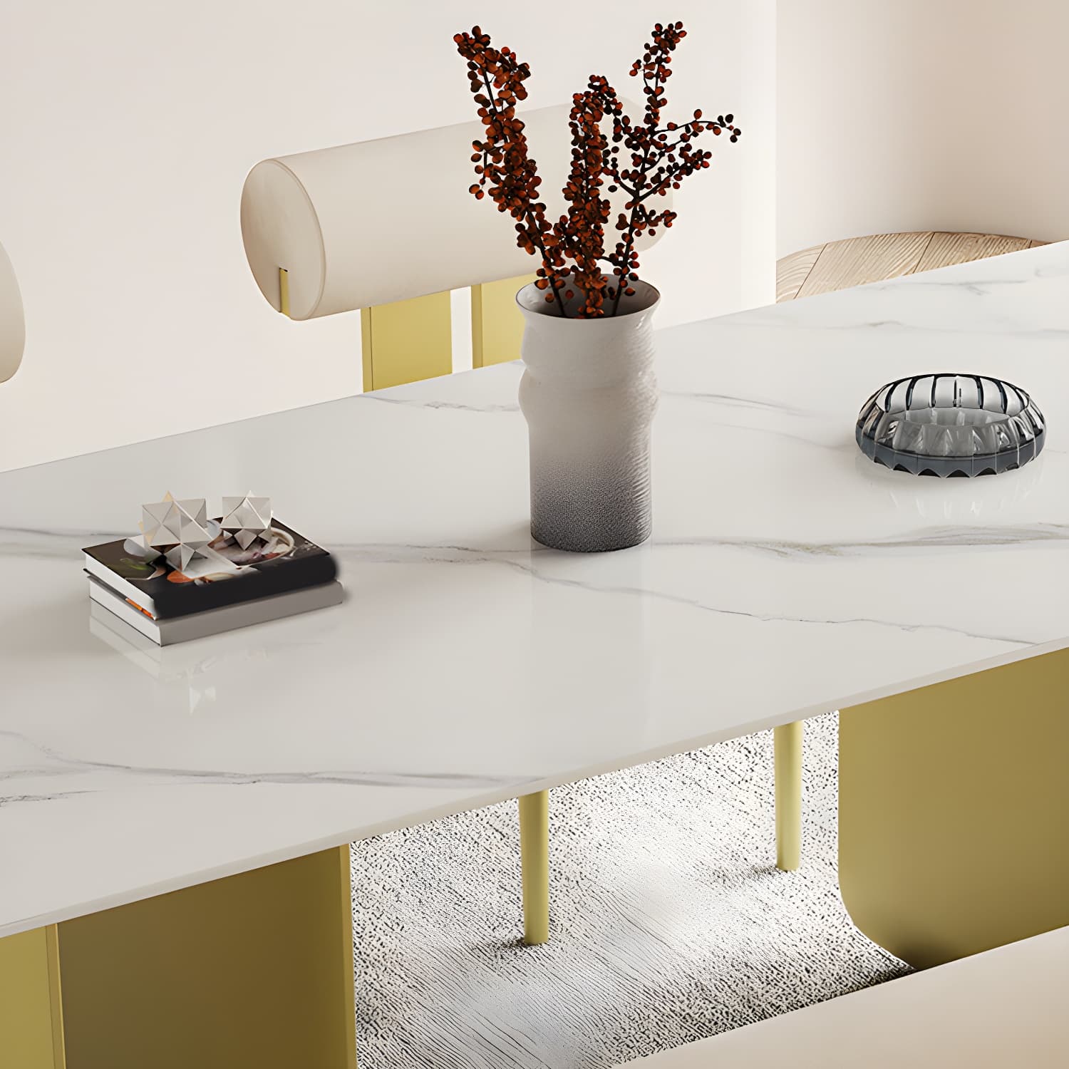 Nordic Rectangle Stone Dining Table 1/5 Pieces Dining Set for Dining Room thumbnail 7