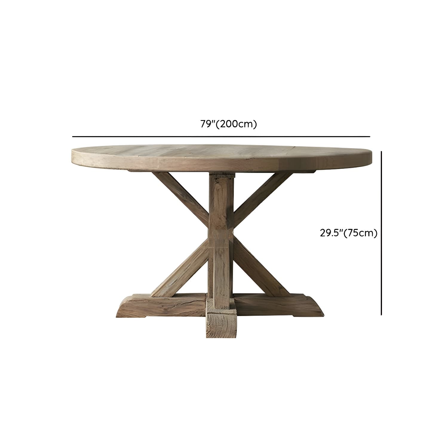 Distressed Solid Wood French Country Round Dining Table for Kitchen & Dining thumbnail 14