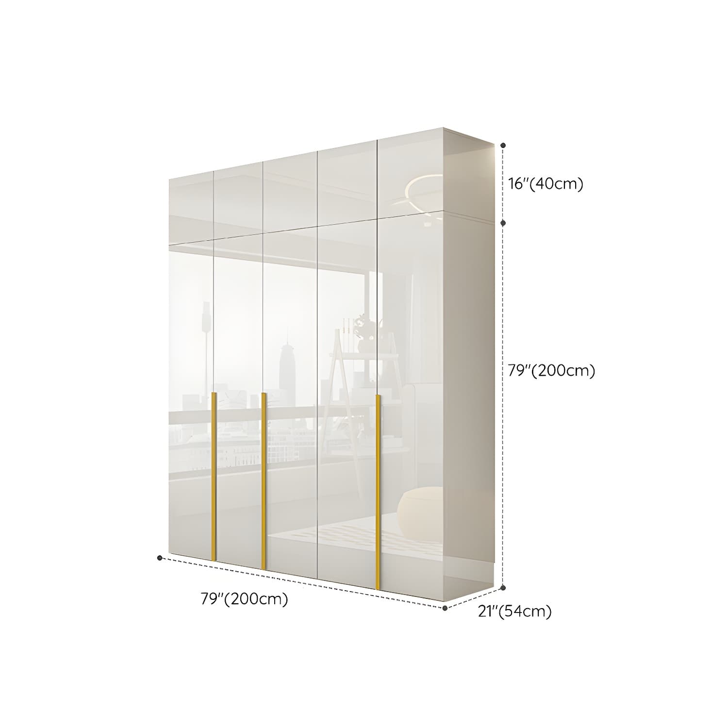 White Modern Style Wardrobe Cabinet Engineered Wood with Garment Rod thumbnail 28