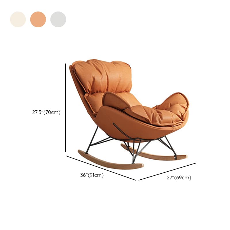 Grey/Chalk/Amber Contemporary Alloy 2 Piece Set Rocking Armchair with Padded Upholstery and Ottoman thumbnail 14