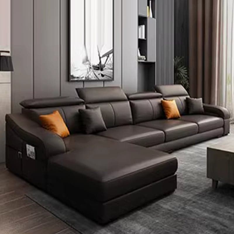 L-Shape Left Sofa Chaise for 5-seater with Sloped Arms in a Trendy Style thumbnail 2