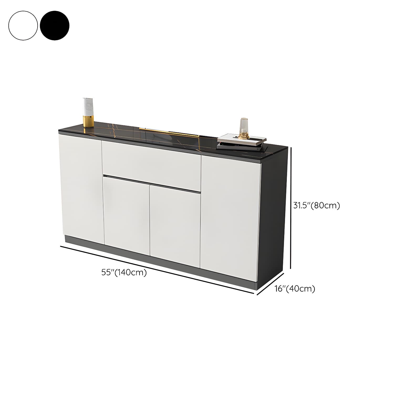 Contemporary Stone Top Sideboard Cabinet with Drawer and Door thumbnail 10
