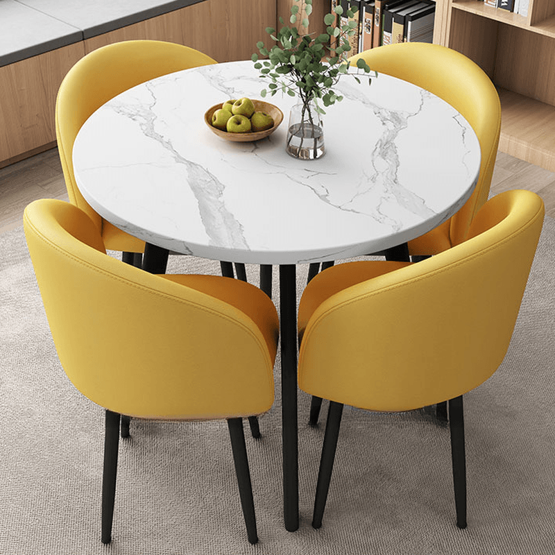 Circular Manufactured Wood Dining Table Set with Upholstered Back, Padded Chair, Arms, Seats 4 thumbnail 15