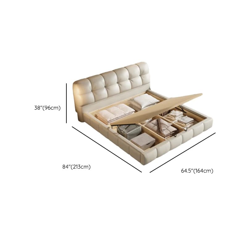 Beige Solid Color Storage Bed with 3 Storage Boxes, Pine Wood Frame, and Button-tufted Design for Living Room thumbnail 10