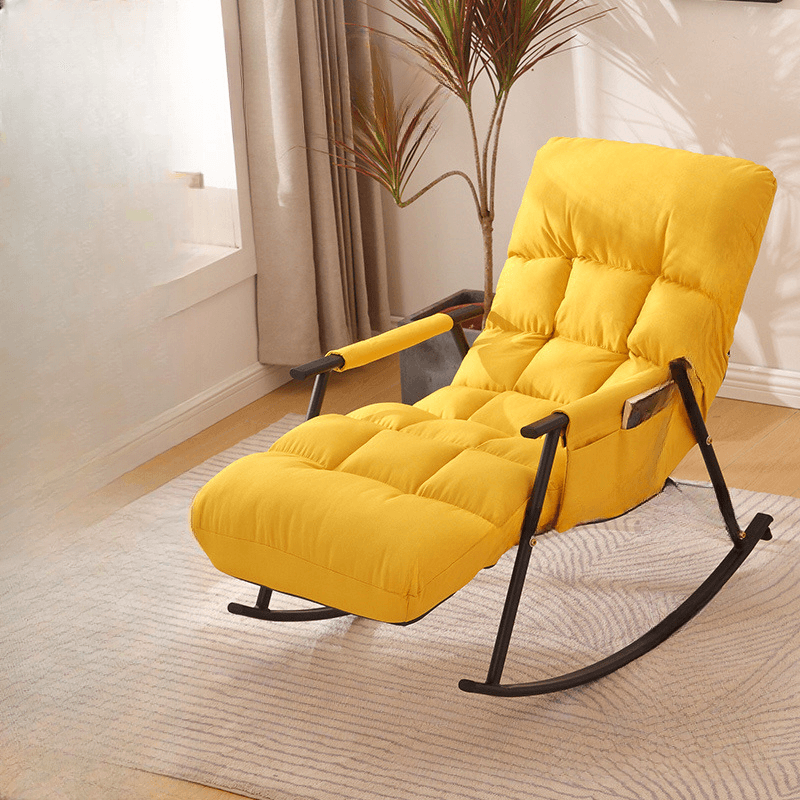 Butter Color/Azure/Olive Green Ergonomic Rocking Chair Couch with Rear Back, Stationary thumbnail 7