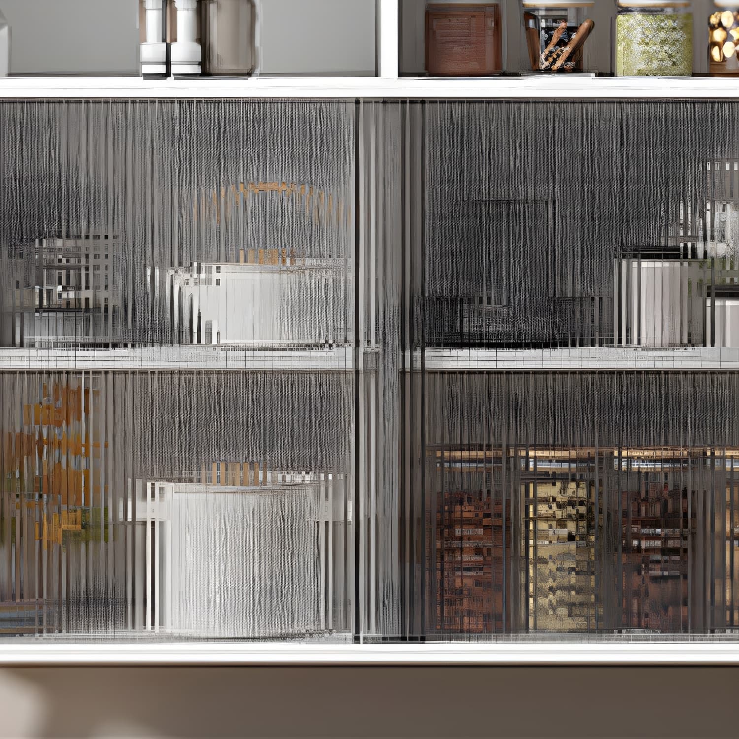 Scandinavian Wood Sideboard Credenza with Acrylic Doors and Cabinet Storage thumbnail 14