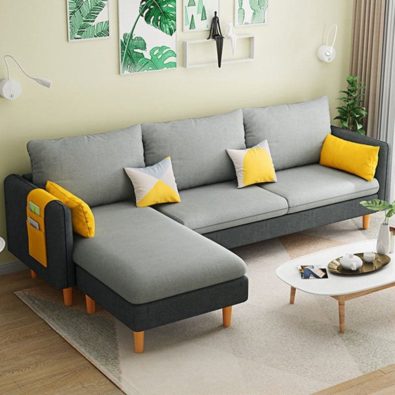Modern Simple Style L-Shape Natural Wood Reversible Corner Sectional for Living Space thumbnail 6