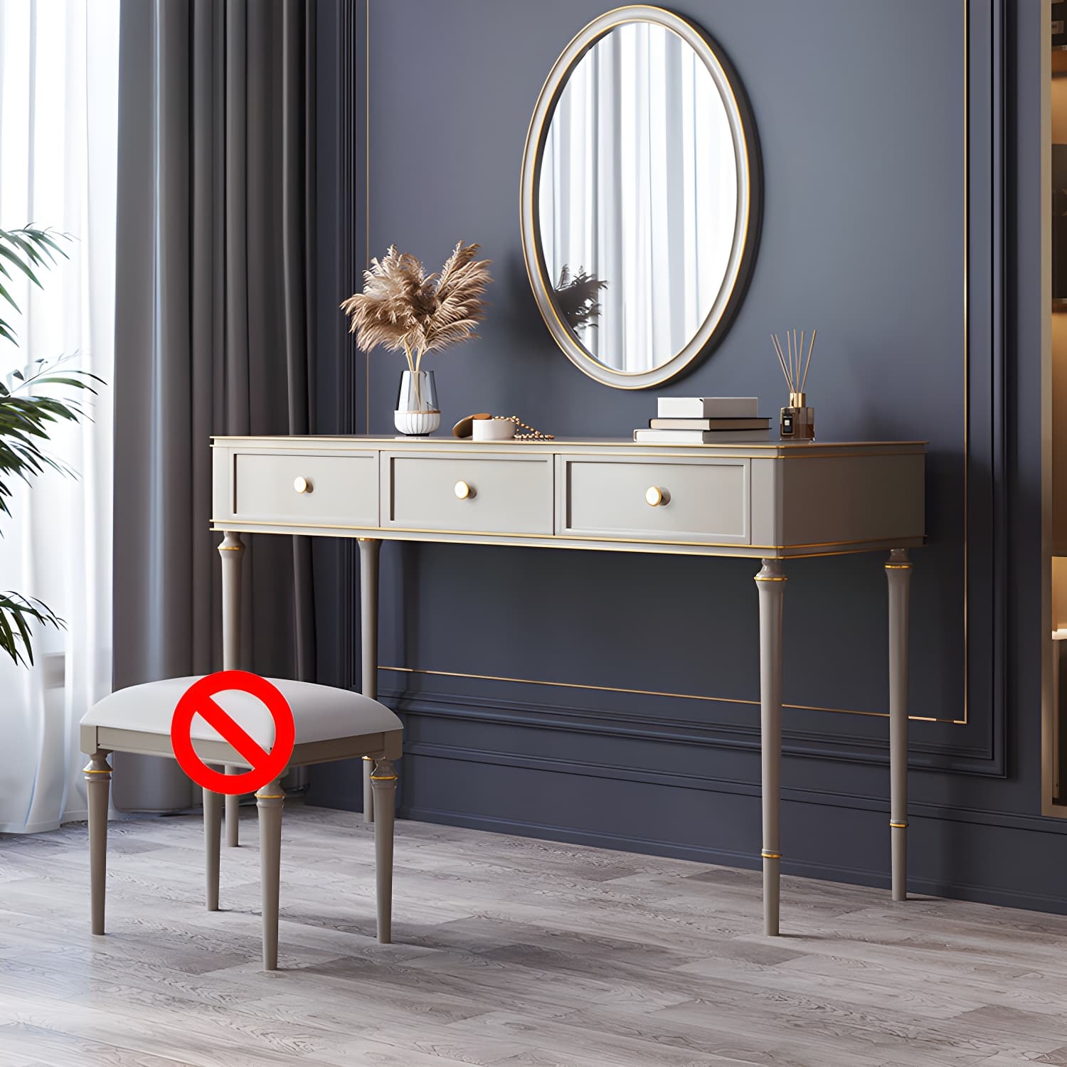 Mirror & 3 Drawers Makeup Vanity Dressing Table Solid Wood Dresser thumbnail 13
