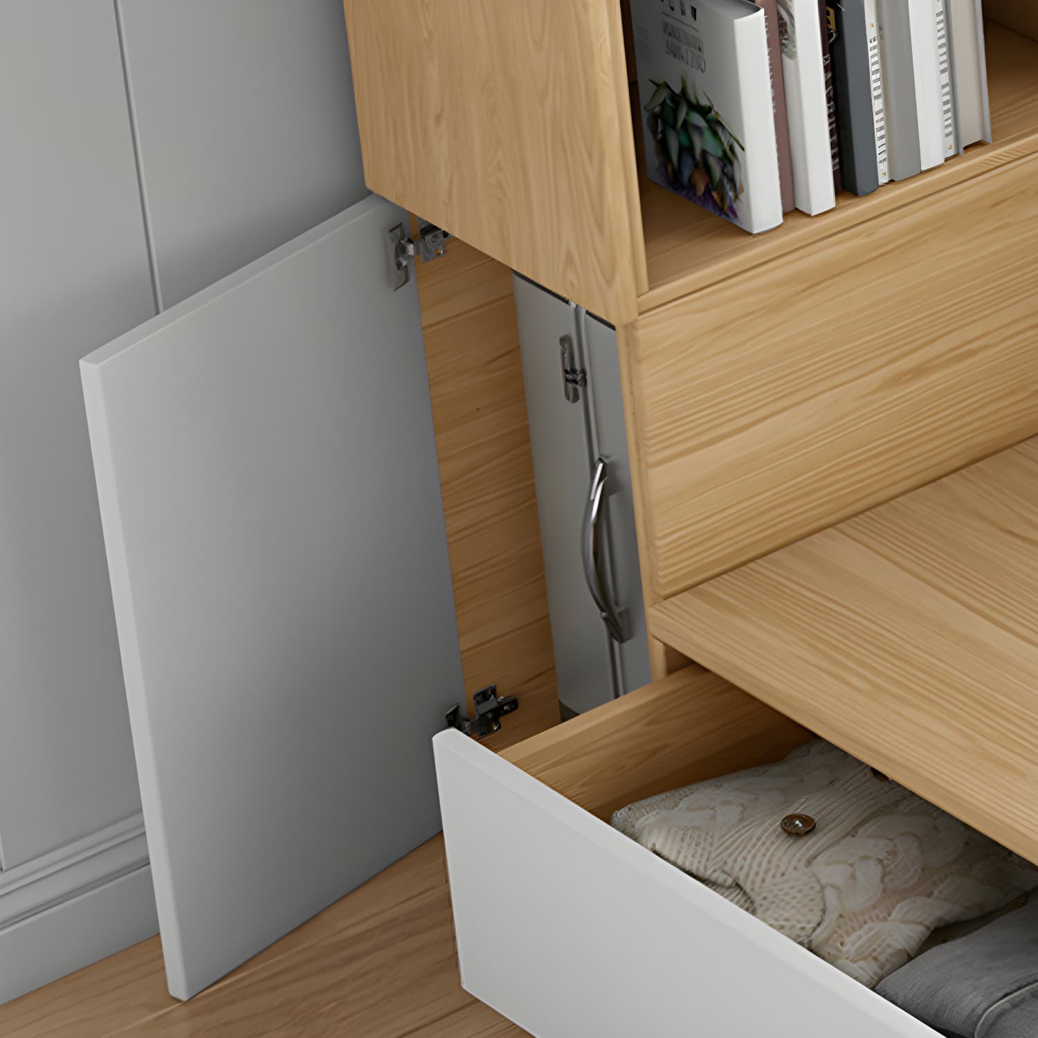 Modern Wood Platform Bed Frame Natural No Distressing Bookcase thumbnail 6