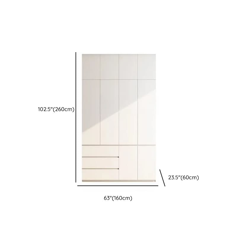 Minimalist Chalk Wooden Cabinet Armoire with Soft Close Drawer, Soft Close Door, Interior Shelves, and Clothing Rod thumbnail 11