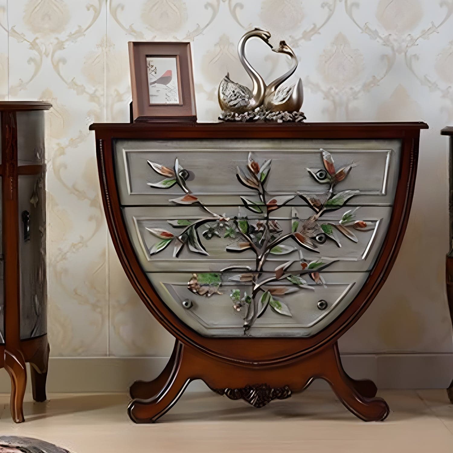 Rustic Wood Chest Vertical Chest with Drawers for Living Room thumbnail 4