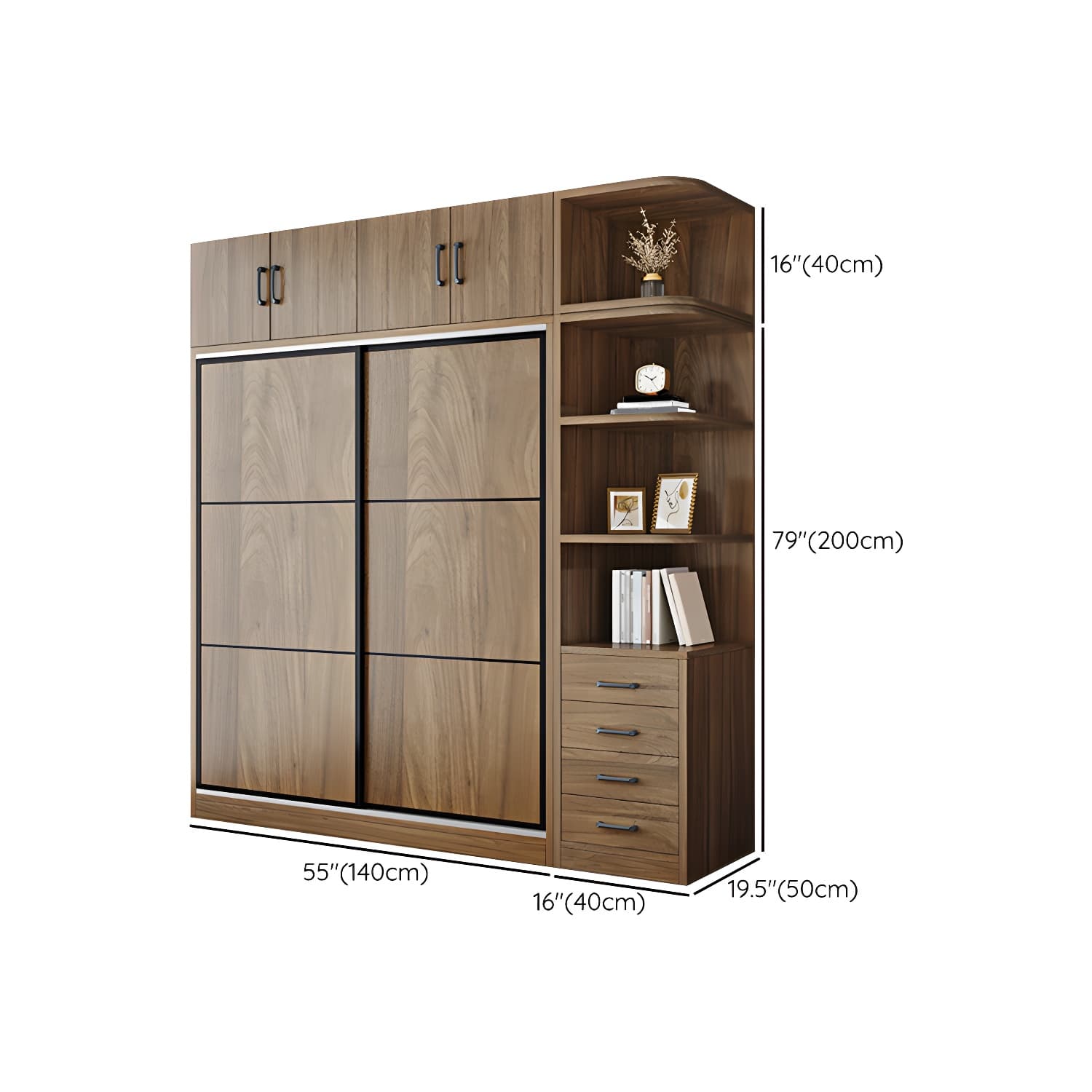 Modern Style Freestanding Wardrobe Pine Wood Wardrobe with Drawer - image 28