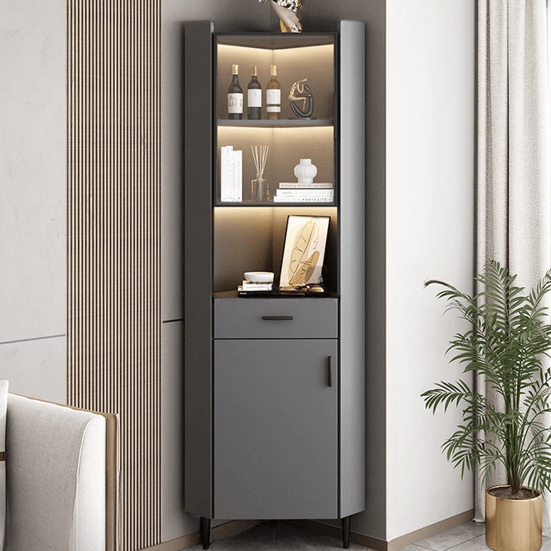 Damp-proof Scratch-immune Accent Cabinet with 1 Exterior Shelf, Glazed Door, Storm Gray Top, Soft Close Drawer, and Stain Resistant thumbnail 1