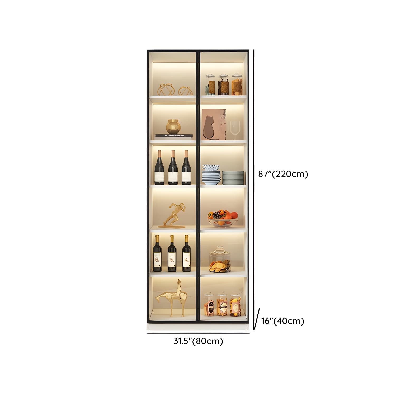 Modern White Wood Sideboard/Credenza 40cm Wide 220cm Tall - image 11