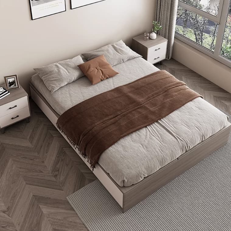 Brown Wood Lift Up Storage Bed with 3 Drawers and Solid Color Design thumbnail 3