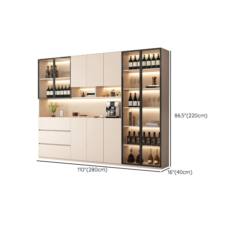 Off-White Contemporary Wood Buffet Sideboard with Cabinets and Shelves thumbnail 30