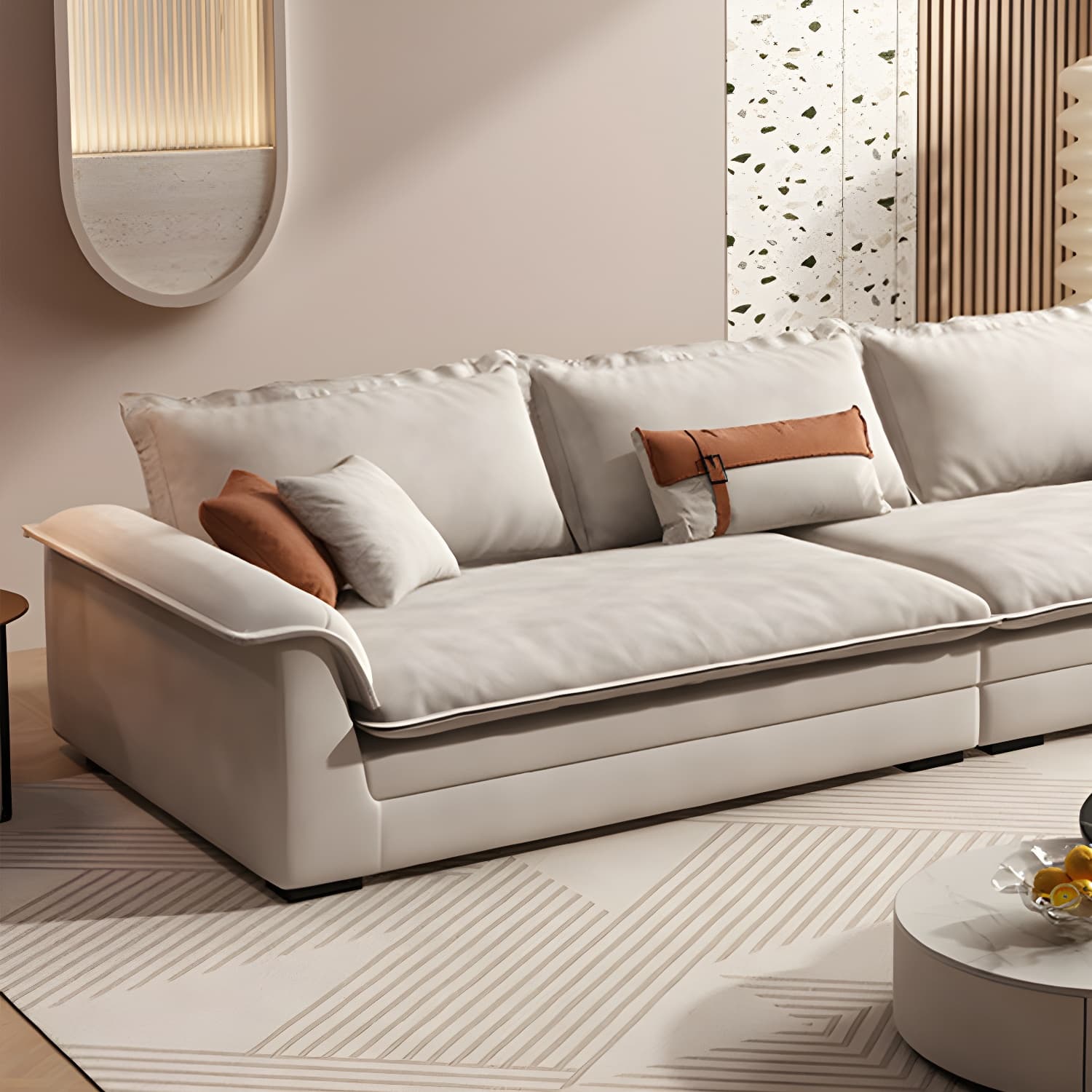 Contemporary Style Wood Frame Pillow Top Arm Sofa For Living Room thumbnail 6