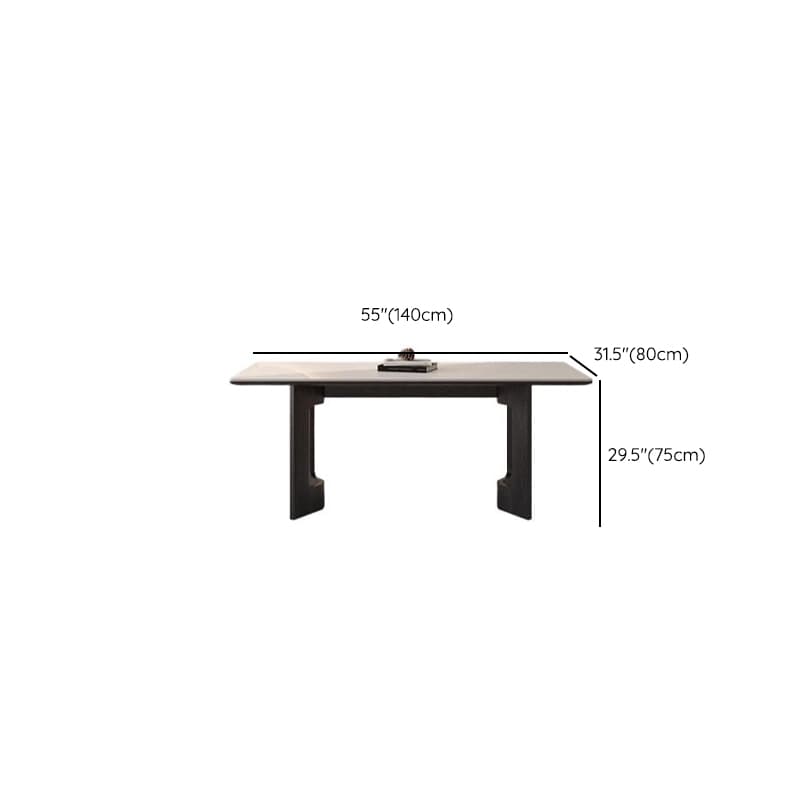 Slate Dining Table Set with Two-sided Pedestal, Padded Chair, and Back for 4 People - 5-piece in White thumbnail 9