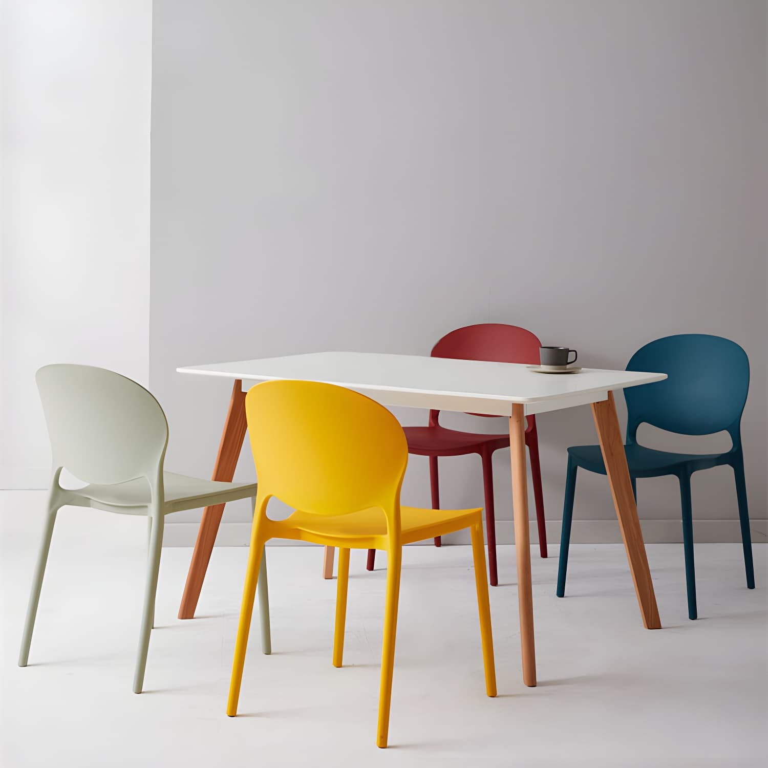 Modern Style Stackable Plastic Chair Open Back Dining Side Chair (Set of 4) thumbnail 21