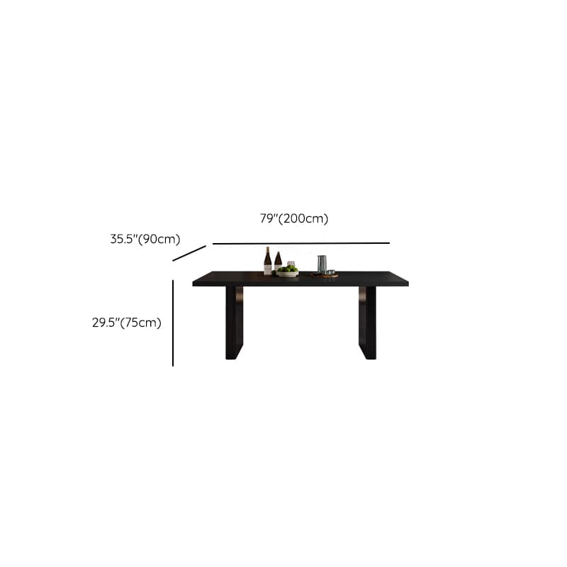 Dining Table Set with Slate Top and Two-sided Pedestal, Padded Chair with Back for 6 People, 7 Piece Set in Midnight Black thumbnail 13