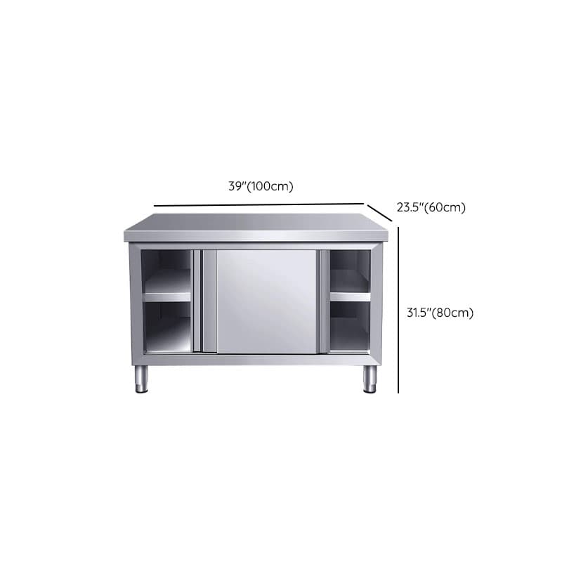 Silver Scullery Sink Cabinet with Reflecting Stainless Alloy Countertop, Self-supporting and Culinary Equipment Storage thumbnail 12