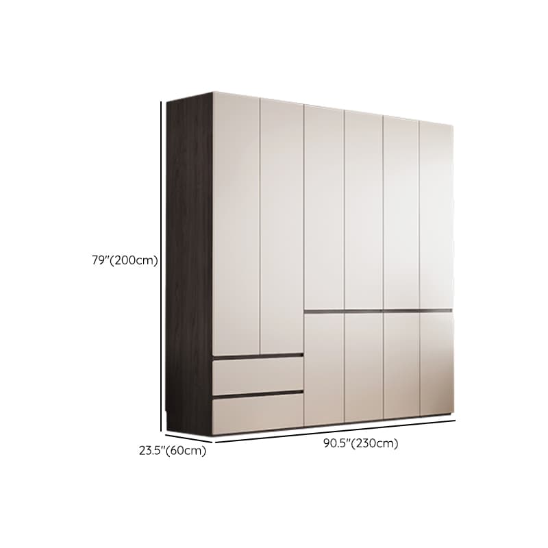 White Minimalist Manufactured Wood Independent Wardrobe Closet with Soft Close Drawer, Soft Close Door, and Interior Shelves thumbnail 31
