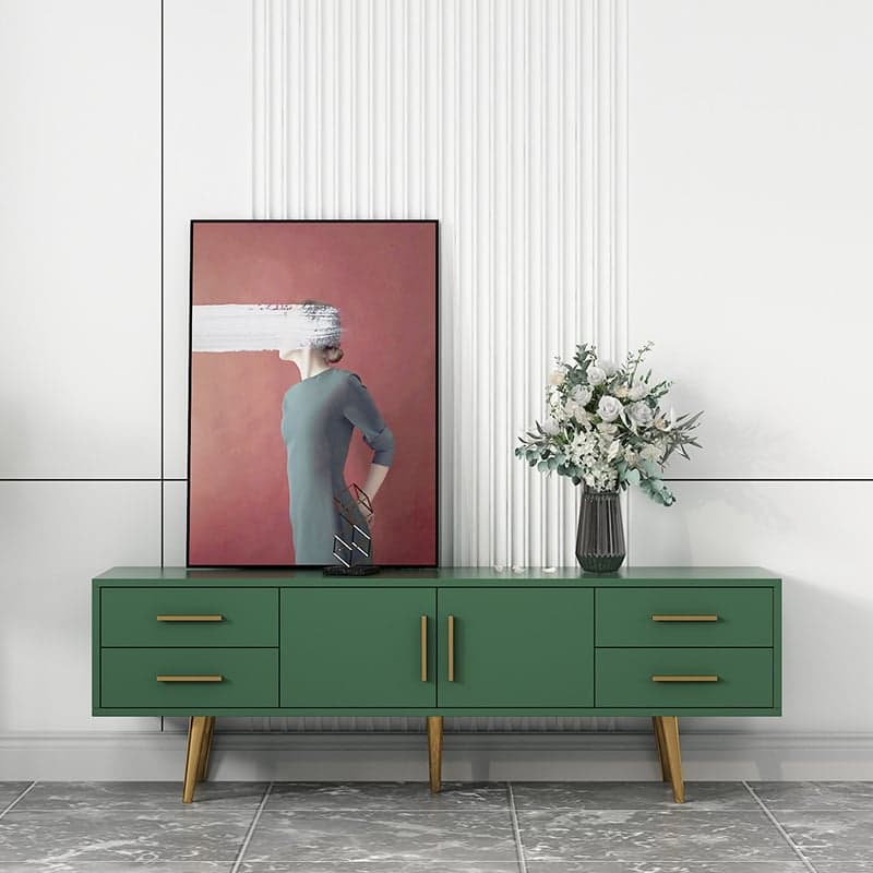Glam Rectangle Manufactured Wood TV Stand with Adjustable Shelf thumbnail 3