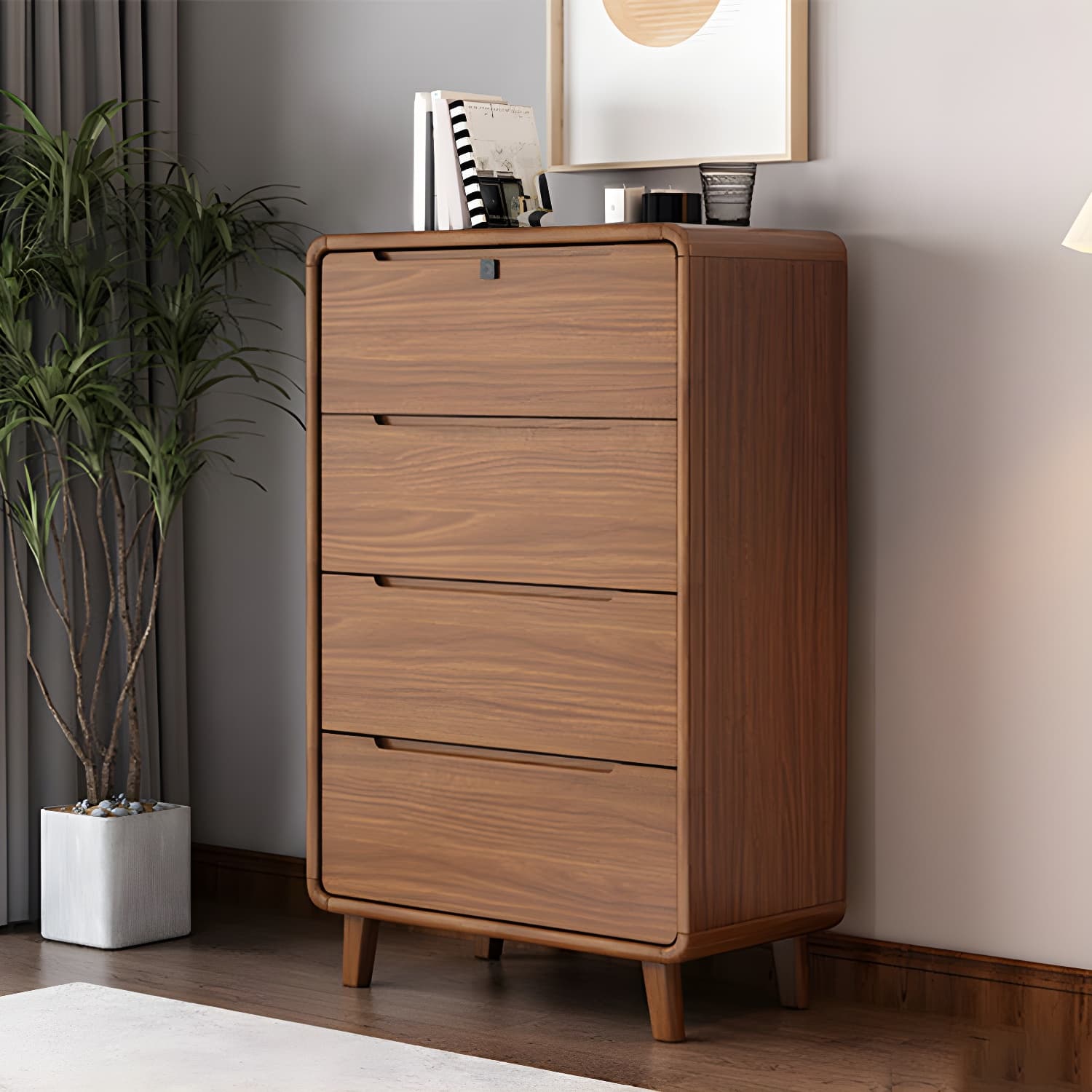 Modern Solid Wood Dresser with Narrow Profile and Drawers in Natural Finish thumbnail 16