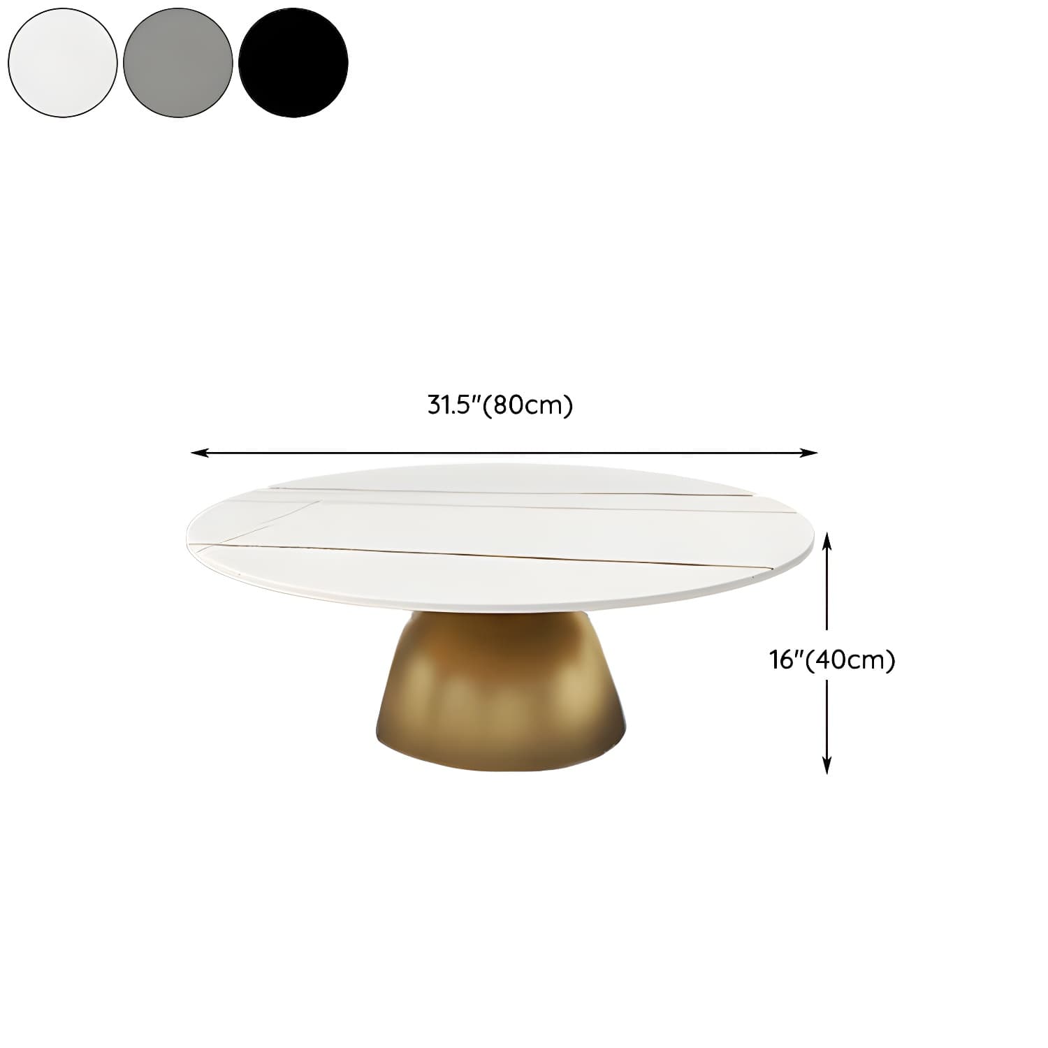 Round Stone Glam Coffee Table with Pedestal Iron Base and Built-in Storage thumbnail 23