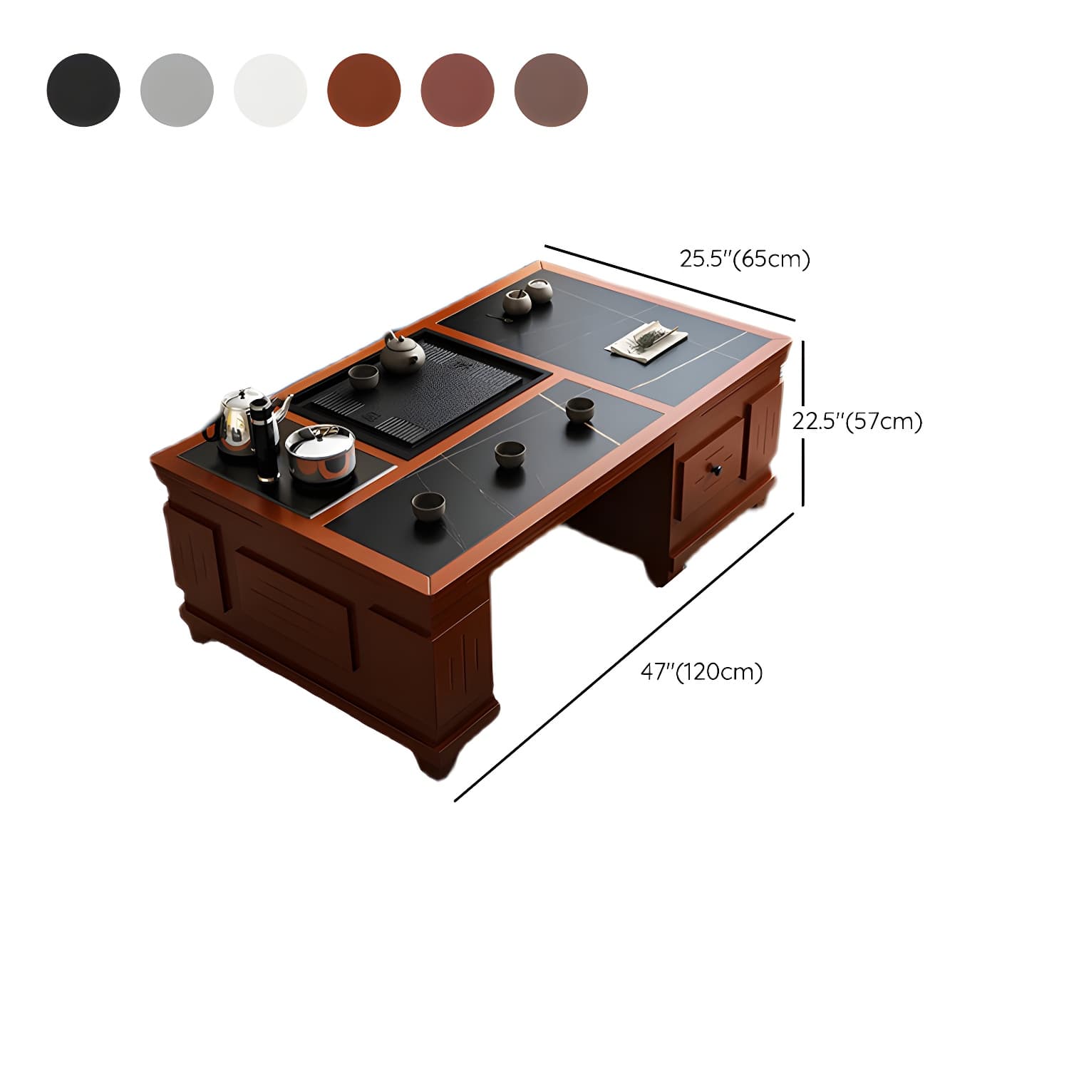 Abstract Slate Coffee Cocktail Table with Storage Drawers Rectangle thumbnail 16