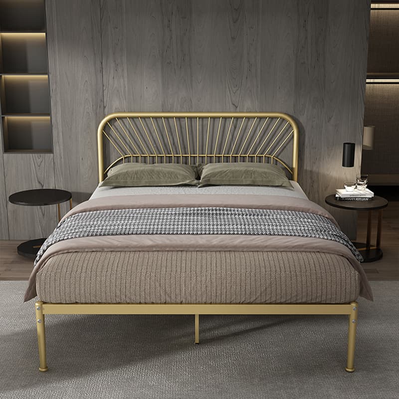 Modern Style Metal Frame Storage Panel Bed with Rectangular Headboard Shape thumbnail 6