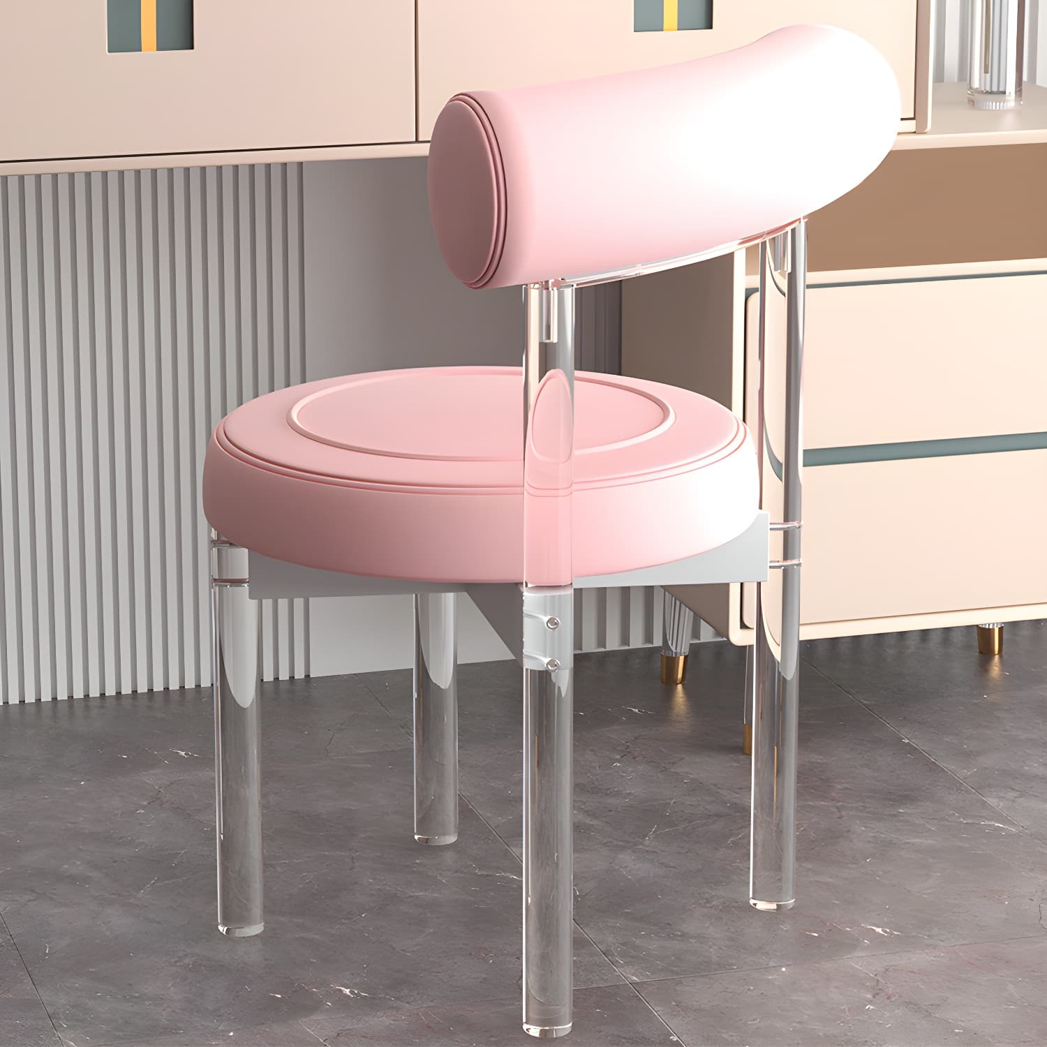 Clear Leg Modern Side Chair with Low Back and Upholstered Polyurethane Seat thumbnail 11